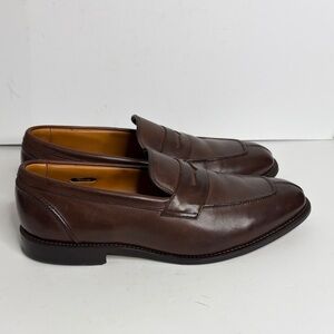 Allen Edmonds Penny Loafers Mens 11 3E Brown Leather Glasgow Split Toe Slip On